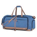 Lekesky Carry on Travel Duffel Bag - 80L Large Waterproof Weekend Overnight Bag for Women and Men, Foldable Holdall Bag with Shoes Compartment (Blue, 72 * 33 * 34cm)