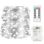 Twinkle Star Fairy Lights Battery Operated, 30m 300 LED Copper Wire String Lights with Remote/Timer/8 Modes, Waterproof Indoor Outdoor Christmas Lights for Xmas Tree Decorations, Cold White