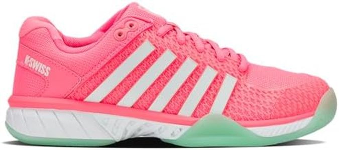 K-Swiss Women’s Express Light Pickleball Shoes – Lightweight Breathable Court Shoe, Stable Support, Durable Toe Protection, Neon Pastel Pink/Neon Mint/White, 6.5 M