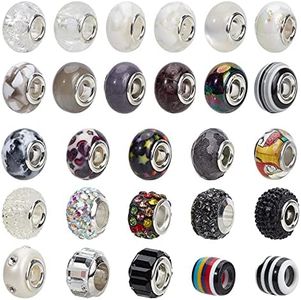 NBEADS 54Pcs Estilo y Colores Mezclados Cuentas Europeas, Cuentas de Rhinestone Acrílico Gran Agujero para la Fabricación de Joyería Collares de Pulseras Artesanía de Bricolaje