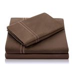 MALOUF 600 Thread Count Sheet Set, Genuine Egyptian Cotton, Split King, Chocolate