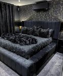 OPULENCE DREAM HOME LUXURY LIVING Upholstered Regal Panel Line Ambassador Bed Frame and Headboard 50' Inch Plush Velvet Crush - double king superking Hand Made in the UK (superking,black plush)