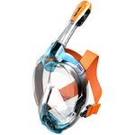 SEAC Libera, Full Face Snorkeling Mask, Hypoallergenic Silicone, Quick Release, EN136:2000 Certified, 3 Sizes, Aquamarine/Orange, L-XL (1700005001019A)