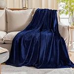 Fleece Plush Throw Blanket Navy Blu