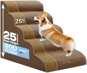 Miorun Extra Wide Dog Stairs for Large Dogs Up to 80lbs, 25" Pet Steps for High Bed with Washable Cover, 5-Step Foam Bed & Couch Ladder for Small Medium Dogs & Senior Cat, Coffee