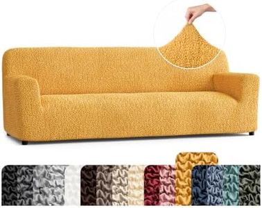 PAULATO BY GA.I.CO. Sofa Slipcover - Stretch Couch Cover - Stylish Cushion Sofa Cover - Soft Polyester Fabric Slip Cover - 1-Piece Form Fit Washable Protector for Pet - Microfibra Collection - Mango