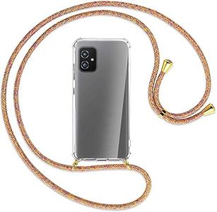 mtb more energy® Collana Smartphone Compatibile con ASUS Zenfone 8 (ZS590KS, 5.9'') - Rainbow/Oro - Custodia indossabile per Collo - Cover a Tracolla con cordina