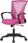 BestOffice Home Office Chair Ergonomic Chair Mid Back PC Swivel Lumbar Support Adjustable Desk Task Computer Comfortable Mesh Chair with Armrest (Pink)