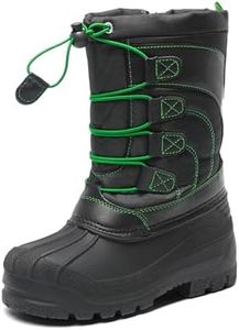 DREAM PAIRS Little Kid Knorth Black N.Green Isulated Fur Winter Waterproof Snow Boots Size 2 M US Little Kid