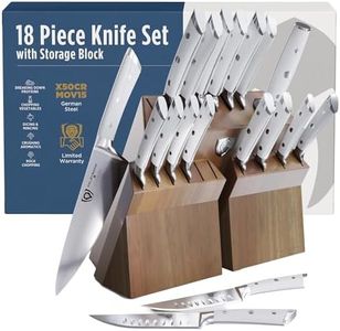 DALSTRONG Gladiator Series Elite-18pc Stainless Steel Knife Set with Block-High Carbon German Steel-Acacia Wood Block-Gift Knife Set w/White Handles-NSF Certified