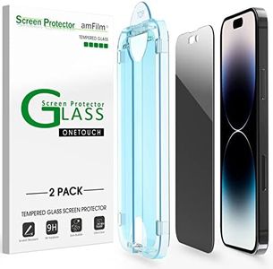 amFilm OneTouch Compatible with iPhone 14 Pro Max 6.7" Privacy Tempered Glass Screen Protector - with Easy Installation Kit, Full Coverage Case Friendly (2-Pack)