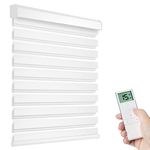 Tokblind Motorized Zebra Blinds with Remote Control, Electric Dual Layer Sheer Roller Shade Work with Alexa via Hub, Smart Day and Night Horizontal Blind for Windows, Custom Width 22"-98" (White)