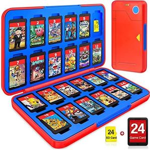 POATOW Game Card Case for Nintendo Switch& Switch OLED Game Card or Micro SD Memory Cards,Portable Switch Game Memory Card Storage with 24 Game Card Slots and 24 Micro SD Card Slots. (Red)