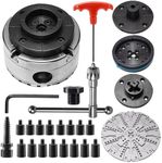WOODSTARTER Lathe Chuck Set, 3.75" Lathe Chucks for Woodturning,1" x 8 TPI Thread, Nickel Plated Self-Centering 4 Jaw Chuck, Used to Hold Wood of Various Shapes