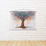 ArtzFolio Old Tree Velvet Fabric Painting Tapestry | Scroll Art Hanging 34.6 x 24 inch (88 x 61 cms)