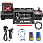 CXRCY 12V Electric Winch,17500LBS Load Capacity Synthetic Rope Towing Winches for Jeep Truck SUV,with Wired Handle and Wireless Remote