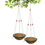 JAINSONS PET PRODUCTS Hanging Outdoor Bird Feeder | Earthenware Bird Feeding/Watering Bowl for Birds Pack of 2