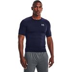 Under Armour Mens Armour HeatGear Compression Short-Sleeve T-Shirt, Midnight Navy (410)/White, Large