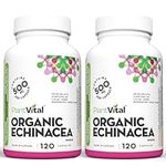 PlantVital Echinacea capsules 500mg Source of Vitamin C and Zinc Treatment for respiratory tract infections Helps relieve cold symptoms 240 capsules, Vegan, non-GMO. Made in Canada.