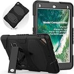 SEYMAC iPad 6th Generation Case, iPad Air 2 Case, iPad Pro 9.7 Case, Shockproof iPad Heavy Duty Case with Built-in kickstand for Sturdy Kids Friendly iPad Protective Case A1822/A1566/A1673(Black)