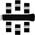 Tannius Tennis Racket Grip Tape, (6 or 9 Pack) Dry Feel Tennis Grips, Absorbent and Enhanced Tennis Overgrip (6-Pack Black)