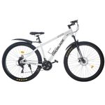 BSTSEL 29 Inch Mountain Bike 17.5 Inch Aluminum Frame With Lockout Suspension Fork Mountain Bicycle 21 Speeds with Dual Disc-Brake Suitable (White, Mudguard style)