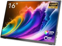 MINIX Portable Monitor 16" FHD 1200P，IPS，Touch Screen，USB-C, HDMI，Stereo，Eye Care, Flicker Free, Blue Light Filter