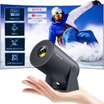 Polocsh Mini Projector with WiFi 6 and Bluetooth,Portable Outdoor Movie Projector 1080P Support,Android TV & Auto Keystone,210°Rotatable 130" Screen Home Theater Projector for iOS/HDMI/USB/TV Stick