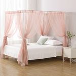 WANFASO Canopy Bed Curtains for Queen Bed, Princess Bed Canopy for Girls Room, Canopy Bed Scarf Adults (Dust Pink)