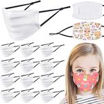 16 PCS Sublimation Face Coverings Blanks for Kids Polyester Sublimation Printable White Face Protections Breathable Face Covers with Adjustable Elastic Ear Loop for Children Age 3-10