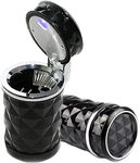 Auto Car Ashtray Portable with Blue LED Light Ashtray Smokeless Smoking Stand Cylinder Cup Holder (Black)