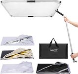 Fomito 5 in 1 Square Metal Flag Panel Reflector Set with Boom Arm 39x39 inch / 100x100cm - Portable Hand-held Light Reflector Flag Reflector Panel Scrim Photography