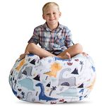 Creative QT Stuffed Animal Storage Bean Bag Chair - Stuff 'n Sit Organization for Kids Toy Storage - Extra Large Size (38", Dinosaur)