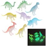 ZZ ZONEX 8 Pcs Plastic Luminous Glow in The Dark Noctilucent Dinosaurs Models Toys Decoration Party Favor Gift for Kids- Multicolored