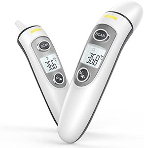 Digital thermometer. Dual function forehead thermometer and ear thermometer. Ideal for baby through to adults. High fever warning alarm and colour warning indicator. 30 + Memory function. Ideal Accurate reading in under 1 second, large LCD screen - Batteries included (ARTG ID 353751)