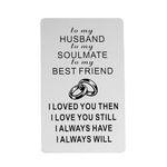 Metal Wallet Insert Card Gift for Husband To My Husband Gift Anniversary Card Gifts Valentine's Day Gift Wedding Christmas Birthday Gift for Men Couple Gift I Love You Gifts for Him (silvery)