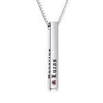 MeMeDIY Personalized Bar Necklace for Men, Customizable Necklace with 3d Vertical Bar Pendant, Engraved Initial Names/Dates/Coordinates/Text, Personalized Jewelry Gifts for Father/Boyfriend (C:Silver)