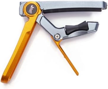 2025 Upgrade Rolling Guitar Capo, Aluminum Alloy - CNC Metal Carving Capo for Acoustic and Electric Guitars, Unique Folding and Hiding Design, Silky Smooth Movement, Precise Tuning. (YELLOW)