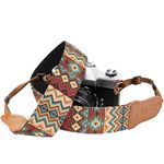 Padwa Lifestyle Camera Strap - 2" Cowhide Leather Head Ends Cotton Camera Straps for Photographers,Adjustable Neck Shoulder & Crossbody Cotton Padded Vintage Strap for DSLR SLR Mirrorless Cameras