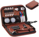 MAZEL Men Golf Accessories Set Including Golf Accessories Bag Case,Golf Balls,Golf Tees,Ball Clamp,Ball Marker & Ball Marking Stencil,Rangefinder,Brush,Multifunctional Divot Tool,Scorer