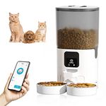 Pahajim Automatic Cat Dog Feeder 2.4G Wi-Fi Smart Pet Feeder 7L Timer Cat Food Dispenser App Control Double Stainless Steel Bowls Dual Power Supply Dry Wet Food Electronic Cat Feeder