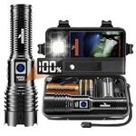 Shadowhawk Torches LED Super Bright Rechargeable, Flashlight 500000 Lumens XHM77.2 Torches Battery Powered, Powerful Tactical Flash Light Torch, USB Hand Torch for Dog Walking Camping Emergency Gift