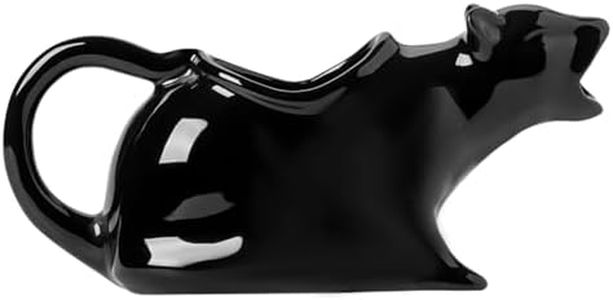ISTOOLL Cat Gravy Boat, 8.5 Oz Ceramic Sauce Boat for Gravy, Warming Sauces, Salad Dressings, Milk, Novelty Cat Gift for Animal Lovers (Black)