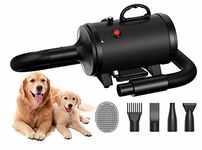 Blanlody Dog Hair Dryer Blaster 3200W/4.5HP Pet Grooming Hair Dryer Low Noise Temperature Heater with 4 Different Nozzles and Pet Grooming Brush