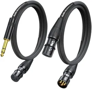 XLR Female to 1/4 Cable with XLR Cable 10ft Bundle, Rean Connectors from Neutrik, Kevlar-Reinforced Nylon Braided TRS to XLR Cable, Balanced Quarter Inch to XLR Female Cable, OFC