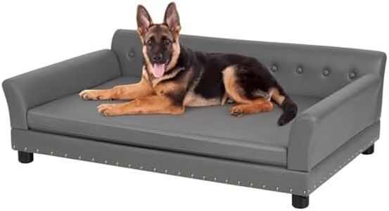 BingoPaw Canapé pour Chien Grande Taille: Lit en Hauteur pour Gros Chien Déhoussable XXL en Bois - Fauteuil Chien sur Pied en Cuir 120x74x40cm