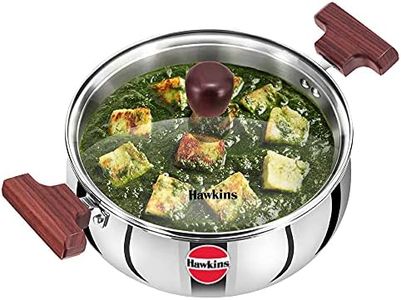 Hawkins Tri-Ply Stainless Steel Induction Compatible Cook n Serve Handi with Glass Lid, Capacity 3 Litre, Diameter 22 cm, Thickness 3 mm, Silver (SSH30G)