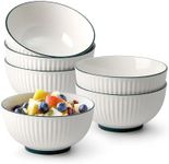 NUTRIUPS White Ceramic Cereal Bowl, 750ml Stackable Soup Bowls, Dishwasher & Microwave Safe, Breakfast Bowl Set of 6