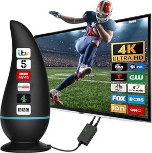 2026 Indoor TV Aerial, Digital TV Ariels Indoor 300+ Miles Long Range with Signal Booster for UK Freeview Local Channels, Amplified Digital TV Antenna Supports 4K 1080P HD with 13Ft Long Cable