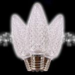 MIK Solutions C9 LED Bulb (Pack of 25) Cool White Replacement Christmas Light Bulbs Faceted Retrofit Candle Shape Commercial Grade E17 Socket Roof Lights Bulbs